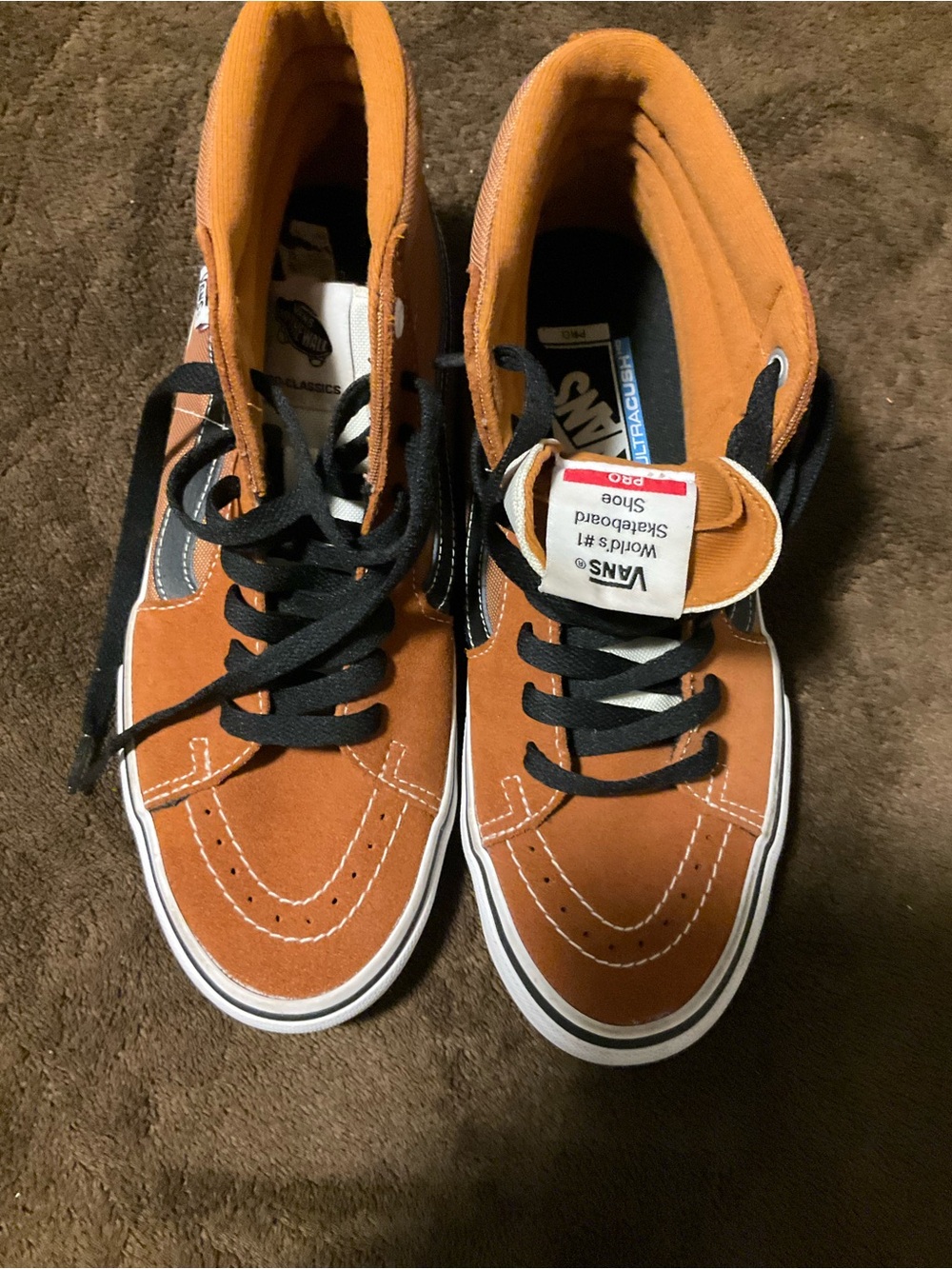Vans Men's High-Top Sneakers in Rust Orange and Black